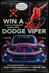 9j514 SPIDER-MAN 2-sided vinyl banner '02 web-slinger Tobey Maguire over a Dodge Viper!