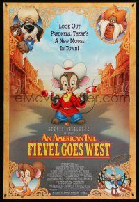9k042 AMERICAN TAIL: FIEVEL GOES WEST 1sh '91 animated cartoon western, there's a new mouse in town!