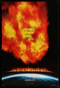 9k053 ARMAGEDDON fireball style teaser DS 1sh '98 Willis, Ben Affleck, Billy Bob Thornton, Liv Tyler