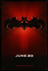 9k068 BATMAN & ROBIN advance DS 1sh '97 Clooney, O'Donnell, cool image of bat symbol!