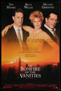 9k107 BONFIRE OF THE VANITIES DS 1sh '90 Tom Hanks, Bruce Willis & Melanie Griffith over New York!
