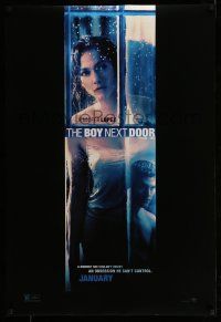 9k112 BOY NEXT DOOR teaser DS 1sh '15 great image of sexy Jennifer Lopez in glass door, Guzman!