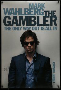 9k275 GAMBLER teaser DS 1sh '14 great image of Mark Wahlberg with sunglasses and sport coat!