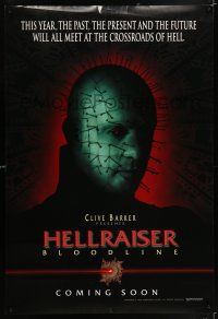 9k323 HELLRAISER: BLOODLINE teaser DS 1sh '96 Clive Barker, Pinhead at the crossroads of hell!