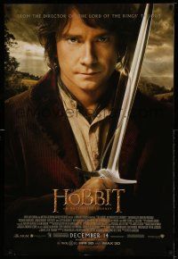 9k329 HOBBIT: AN UNEXPECTED JOURNEY advance DS 1sh '12 great image of Martin Freeman as Bilbo!
