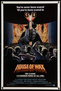 9k341 HOUSE OF WAX 1sh R81 cool Larry Salk 3-D horror artwork of man holding burning candle!
