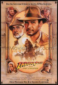 9k360 INDIANA JONES & THE LAST CRUSADE int'l advance 1sh '89 art of Ford & Connery by Drew!