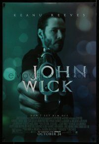 9k390 JOHN WICK advance DS 1sh '14 cool image of Keanu Reeves pointing gun!