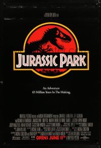 9k396 JURASSIC PARK advance DS 1sh '93 Steven Spielberg, Richard Attenborough re-creates dinosaurs!