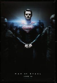 9k457 MAN OF STEEL teaser DS 1sh '13 Henry Cavill in the title role as Superman handcuffed!