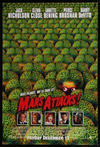 9k466 MARS ATTACKS! int'l advance DS 1sh '96 directed by Tim Burton, great image of many aliens!
