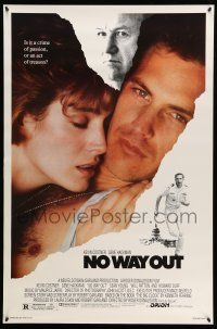 9k528 NO WAY OUT 1sh '87 close up of Kevin Costner & Sean Young, Gene Hackman!