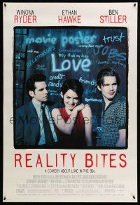 9k584 REALITY BITES 1sh '94 Janeane Garofalo, image of Winona Ryder, Ben Stiller, Ethan Hawke!
