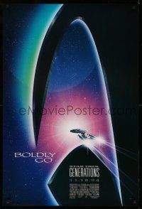 9k709 STAR TREK: GENERATIONS advance 1sh '94 cool sci-fi art of the Enterprise, Boldly Go!