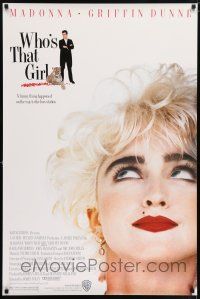 9k826 WHO'S THAT GIRL 1sh '87 great portrait of young rebellious Madonna, Griffin Dunne