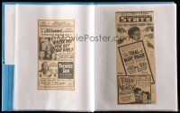 9m031 LOT OF 2 FAN SCRAPBOOKS OF 119 MOVIE NEWSPAPER ADS '34-57 filled with great images!