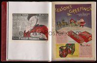 9m038 LOT OF 1 FAN SCRAPBOOK OF 24 MAGAZINE CIGARETTE ADS '25-51 Santa smoking Lucky Strikes!