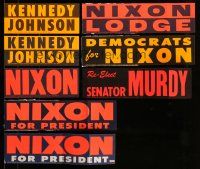 9m048 LOT OF 8 1960 PRESIDENTIAL ELECTION BUMPER STICKERS '60 John F. Kennedy & Richard Nixon!