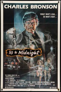 9p004 10 TO MIDNIGHT 1sh '83 cool action art of detective Charles Bronson, forget what's legal!