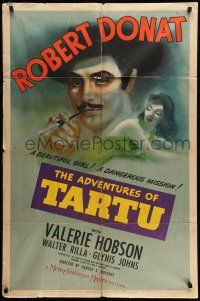 9p023 ADVENTURES OF TARTU style C 1sh '43 art of Robert Donat with beautiful girl Valerie Hobson!