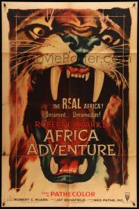9p027 AFRICA ADVENTURE style A 1sh '54 this is the REAL Africa, huge close up art of big cat!