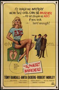 9p039 ALPHABET MURDERS 1sh '66 Tony Randall, sexy Anita Ekberg is murder!
