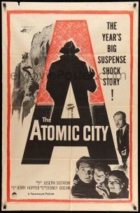 9p059 ATOMIC CITY 1sh '52 Cold War nuclear scientist Gene Barry in the big suspense shock story!