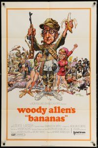 9p067 BANANAS 1sh '71 great artwork of Woody Allen by E.C. Comics artist Jack Davis!