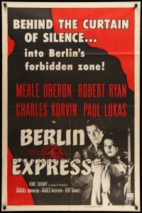 9p095 BERLIN EXPRESS style A 1sh R55 Merle Oberon & Robert Ryan, directed by Jacques Tourneur!