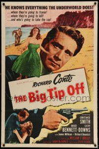 9p114 BIG TIP OFF 1sh '55 Richard Conte knows everything the underworld does, film noir!