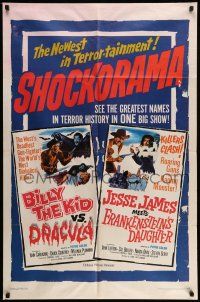 9p118 BILLY THE KID VS. DRACULA/JESSE JAMES MEETS FRANKENSTEIN'S DAUGHTER 1sh '65 western horror!