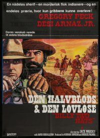 9p119 BILLY TWO HATS 1sh '74 cool art of outlaw cowboys Gregory Peck & Desi Arnaz Jr.!