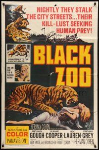 9p125 BLACK ZOO 1sh '63 great Reynold Brown art of fang & claw killers stalking human prey!