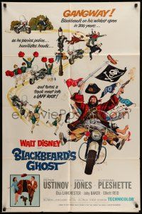 9p126 BLACKBEARD'S GHOST 1sh '68 Walt Disney, artwork of wacky invisible pirate Peter Ustinov!
