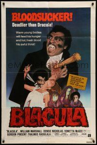 9p128 BLACULA 1sh '72 black vampire William Marshall is deadlier than Dracula, great image!