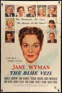 9p132 BLUE VEIL 1sh '51 portraits of Charles Laughton, Jane Wyman, Joan Blondell & more!