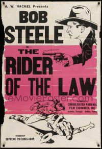 9p133 BOB STEELE 1sh '40s cool art of cowboy Bob Steele, Rider of the Law!