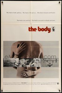 9p136 BODY 1sh '71 x-rated documentary narrated by Frank Finlay & Vanessa Redgrave, sexy design!