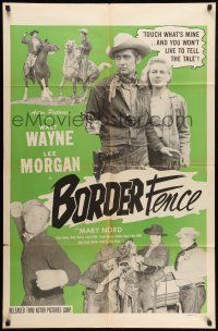 9p139 BORDER FENCE 1sh '51 cool cowboy western images of Walt Wayne and Mary Nord!