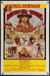 9p158 BUFFALO BILL & THE INDIANS 1sh '76 art of Paul Newman as William F. Cody by McMacken!