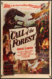 9p170 CALL OF THE FOREST 1sh '49 Robert Lowery, Ken Curtis, nature in the raw, outdoor adventure!
