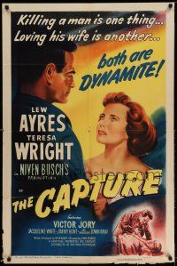 9p176 CAPTURE style A 1sh '50 Lew Ayres, Teresa Wright, early John Sturges film noir!