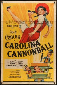 9p177 CAROLINA CANNONBALL 1sh '55 wacky art of Judy Canova on train tracks, sci-fi comedy!