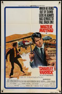 9p186 CHARLEY VARRICK 1sh '73 Walter Matthau in Don Siegel crime classic!