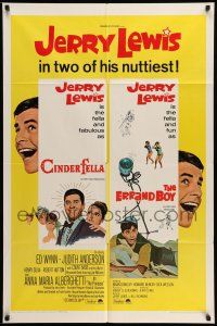 9p199 CINDERFELLA/ERRAND BOY 1sh '67 Jerry Lewis in a double nuthouse of fun!