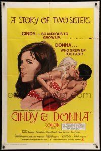9p200 CINDY & DONNA 1sh '70 sexy Robert Tanenbaum artwork, a story of two sisters!