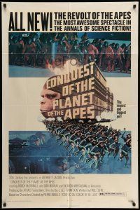9p209 CONQUEST OF THE PLANET OF THE APES style B 1sh '72 Roddy McDowall, the revolt of the apes!