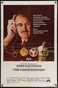9p210 CONVERSATION 1sh '74 art of Gene Hackman by Bernard D'Andrea, Francis Ford Coppola directed!