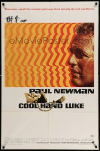 9p212 COOL HAND LUKE 1sh '67 Paul Newman prison escape classic, cool art by James Bama!