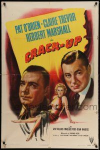 9p223 CRACK-UP style A 1sh '46 Pat O'Brien, sexiest full-length Claire Trevor, Herbert Marshall